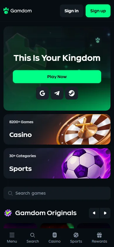Gamdom mobile site